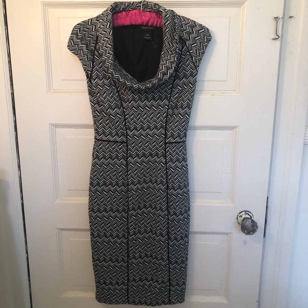 WHBM black and white pencil dress